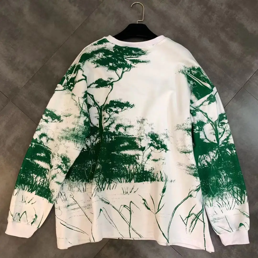 new autumn round neck long-sleeved forest duck pattern loose trend sweatershirt women