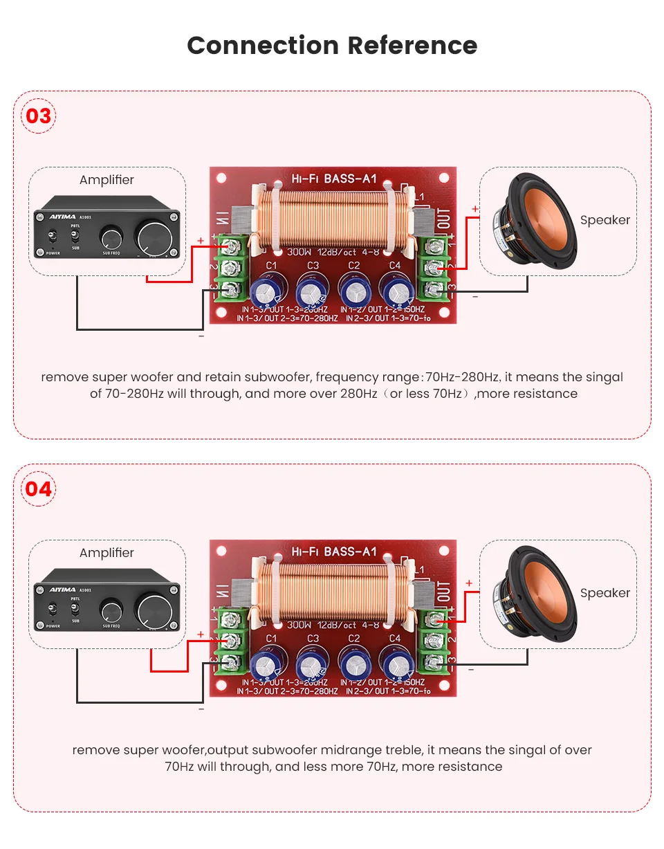 Aiyima 1 pçs subwoofer crossover freqüência alto-falante