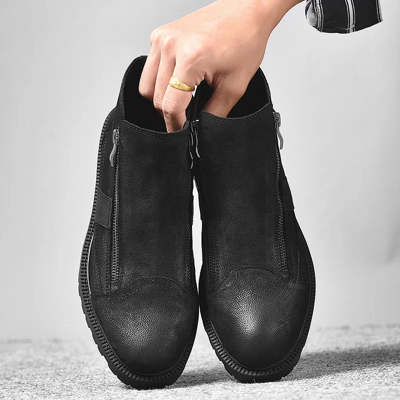 

Winter New Style Martin Boots MEN'S Short Boots Autumn And Winter MEN'S Leather Shoes Outdoor Casual Men's Hight-top Leather Boo