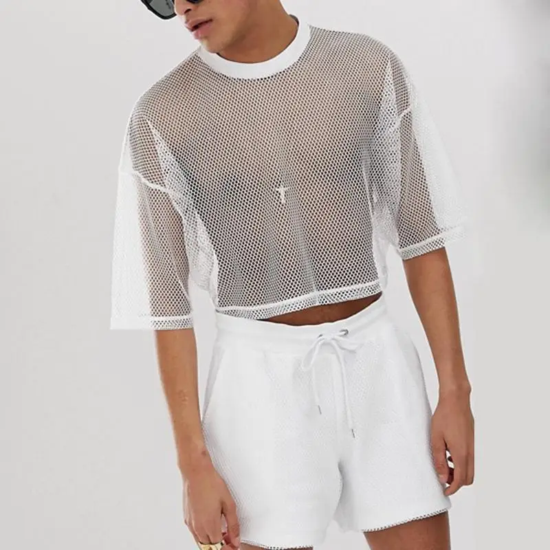 Fashion Men Mesh T Shirt Transparent 