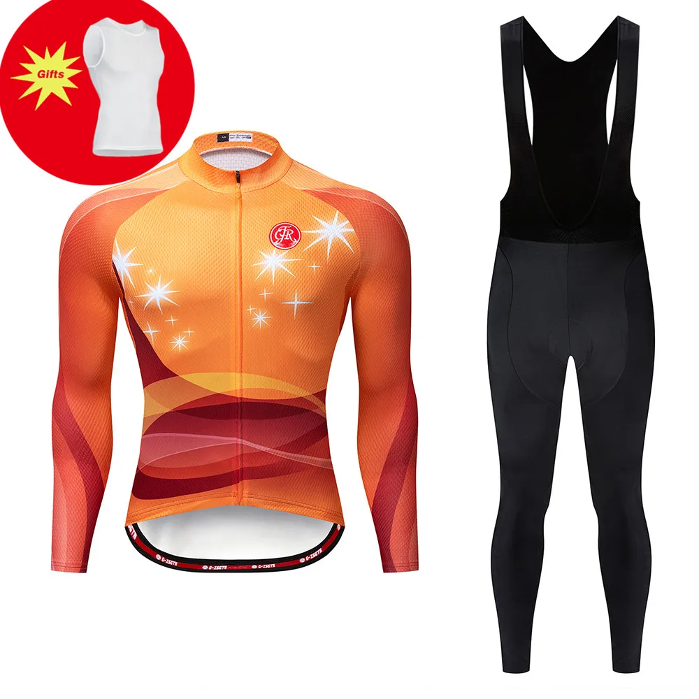 

2019 Pro Team Men Long Sleeve Cycling Clothing ciclismo hombre cycling Jersey Winter Thermal Fleece Cycling Jersey Bib Pants Set