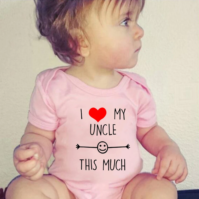 I Love My Uncle This Much Funny Newborn Baby Cotton Romper Infant Girls Boys Short Sleeve Fashion Kawaii Cute Jumpsuit Outfit 2