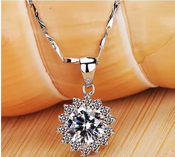

TN202 Luxury quality 2 Carat SONA Synthetic Gem Halo Pendant Necklaces! Statement Necklace,Necklace ,Sunflower Pendant