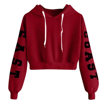 

2019 Spring And Autumn New Style Hot Selling European And American-Style Short Long-Sleeve Lettered Printed Hooded Hoodie Women'