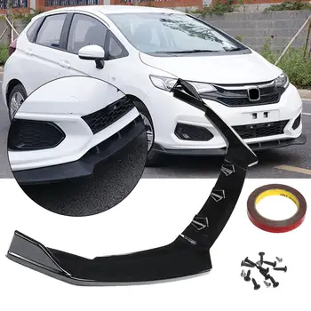 

3pcs/set Front Bumper Lip Gloss Black Cover Trim for Honda FIT JAZZ 2018-2019 Exterior ABS Bumper Cover Scratchproof