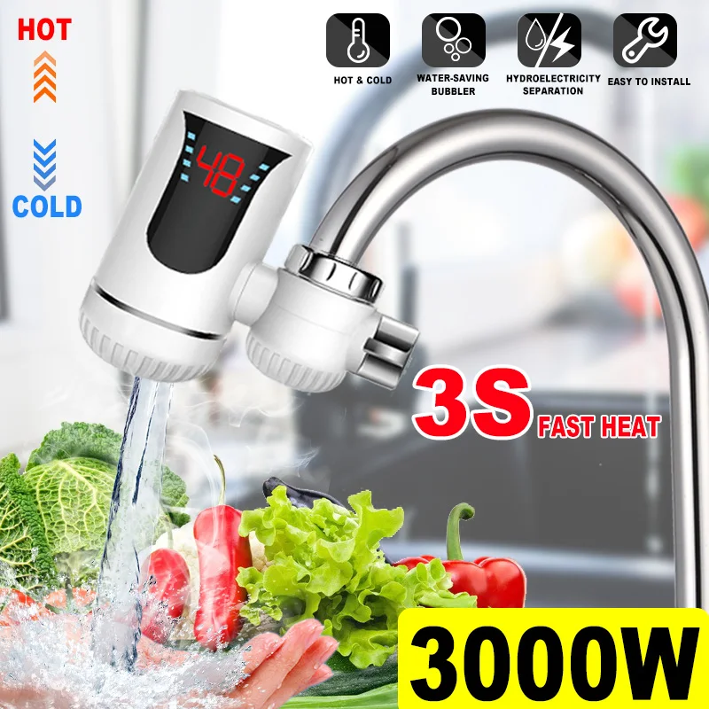 Efificient 3000W pantalla Digital instantánea sin tanque caliente eléctrico grifo con calentador de agua de la cocina instantánea fría calefacción calentador de agua del grifo