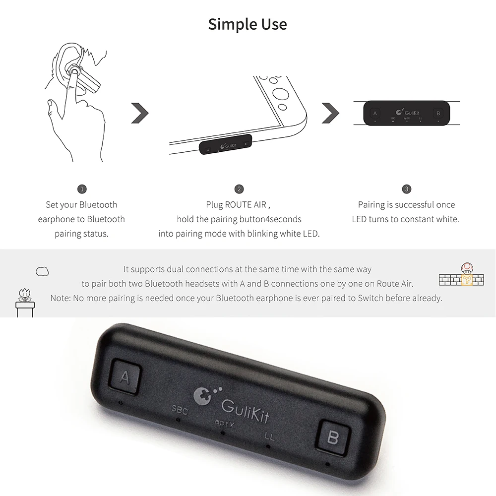 Route Air Bluetooth беспроводной аудио адаптер или передатчик type-C для NS nintendo Zend Switch/Switch Lite/PS4/PC гаджеты