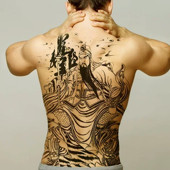 

waterproof tattoo chinese characters guanyu temporary tattoo stickers for man full back tattoo large big sexy body stickers boys