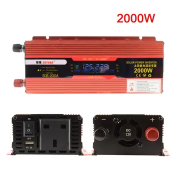 

XUYUAN 2000W Car Power Inverter DC 12V To AC 220V Converter LCD Display USB Charger Adapter Portable Auto Modified Save UK