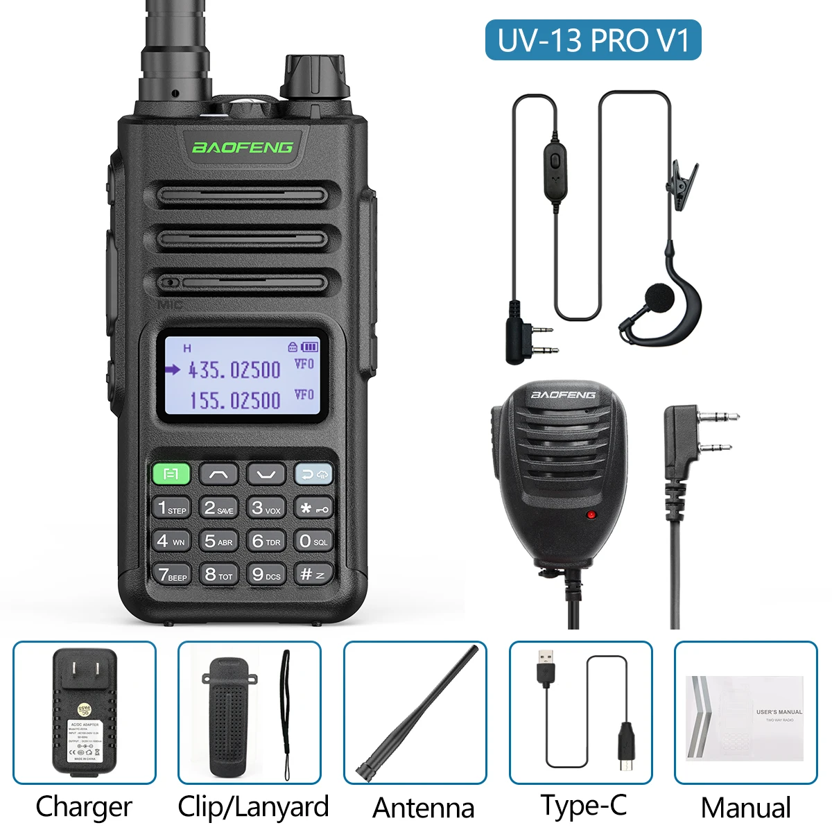 best buy walkie talkie Baofeng UV 13pro 10W 8800mAh Powerful Walkie Talkie with USB Charger Long Range Ham Two Way Radio UV13 PRO Upgrade UV-5R UV-10R long distance walkie talkie Walkie Talkie