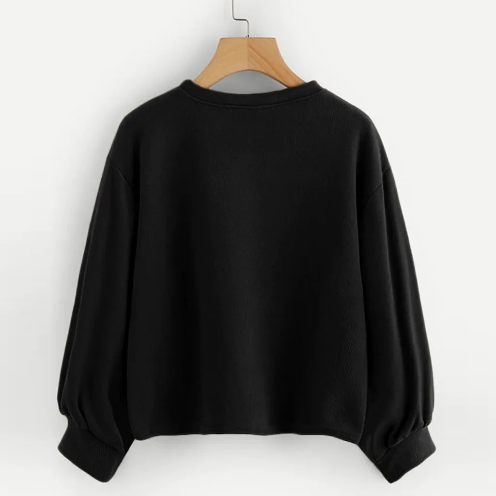 JAYCOSIN Fashion Women Casual Simple Solid Color O-Neck Sweatshirt Long Sleeve Comfortable Soft Blouse Loose Sweatershirt Tops