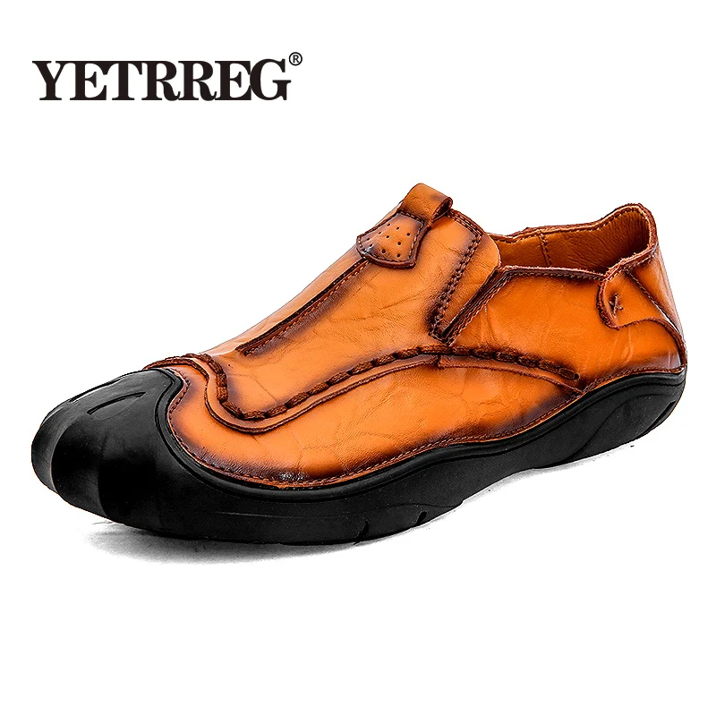 

New Fashion Handmade Retro Leisure Loafers High Quality Leather Casual Shoes Brand Men Sneakers Zapatos Men Shoes Big Size 38-46