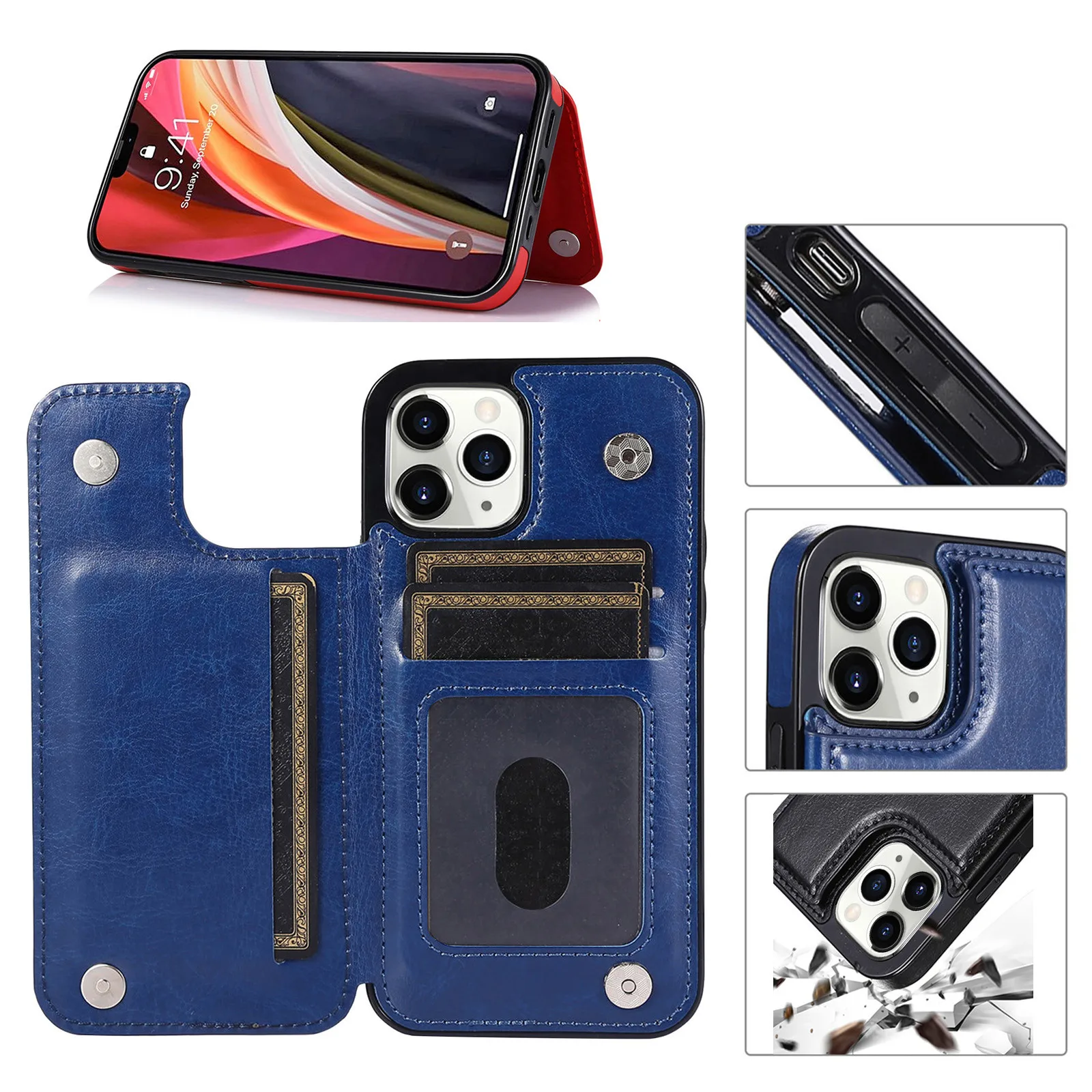 

Apple 12/12 Pro wrist strap diagonal lanyard mobile phone case clamshell leather phone case with storage space iphone case 50*