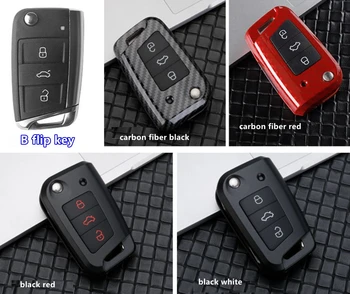 

Car Carbon Fiber Key Case Pocket Sleeve For Volkswagen Golf 7 Tiguan MK2 Touran Skoda Octavia A5 A7 Kodiaq Fabia Rapid Seat