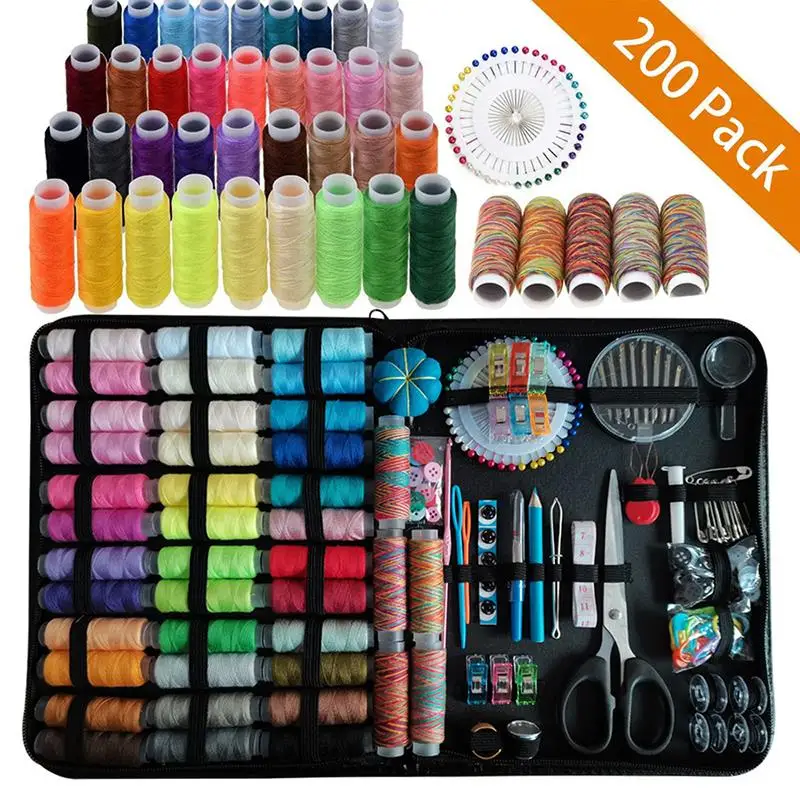 58pcs Sewing Kit For Adults Thread And Needle Kit Spools Of Thread Portable  Sewing Supplies For Beginners,Emergency,Traveler Contains Thread, Scissors