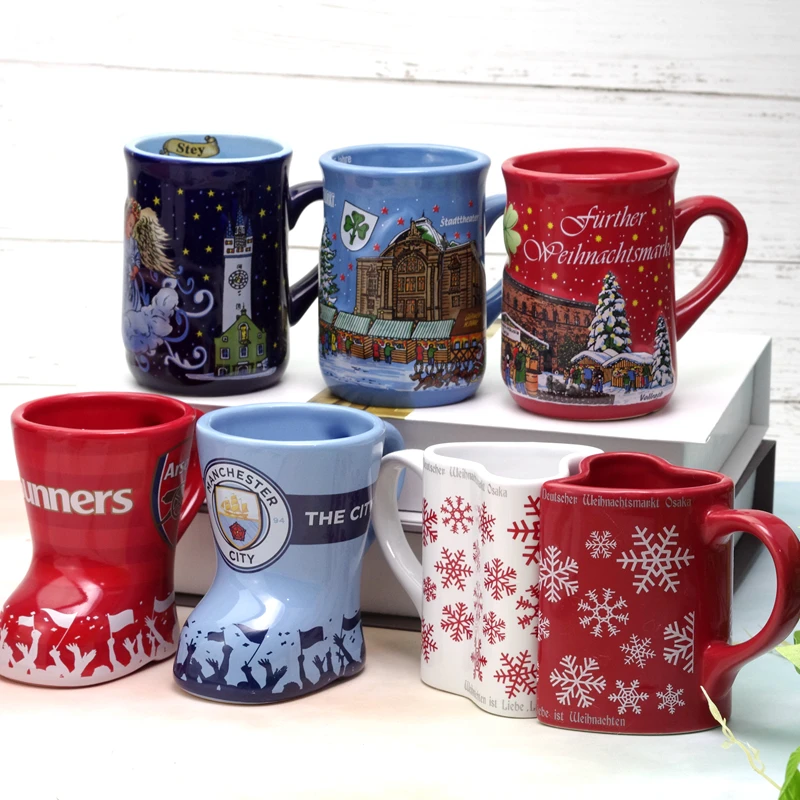 New Christmas Snowflakes, Christmas Boots, Ceramic Cup, Cartoon Cup, Penholder, Milk Coffee Cup cute mug