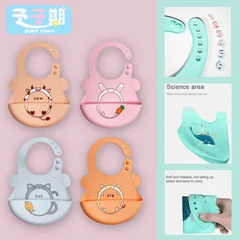 

Bavette cartoon Baby Bib Food Grade Silicone Drool bibs things garcon Towel Oil-proof Lunch Baby Bibs waterproof Adjustable