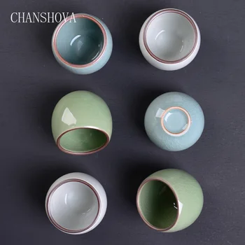 

CHANSHOVA 80ml Traditional Chinese Retro Style Crackle Glaze Ceramic Teacup China Porcelain Tea Cups Home Office Tea Set H093