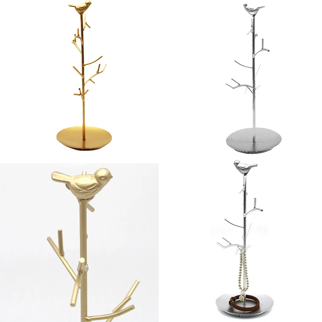 Vintage Jewelry Bird Tree Hanging Stand Ring Necklace Storage Earrings Rack