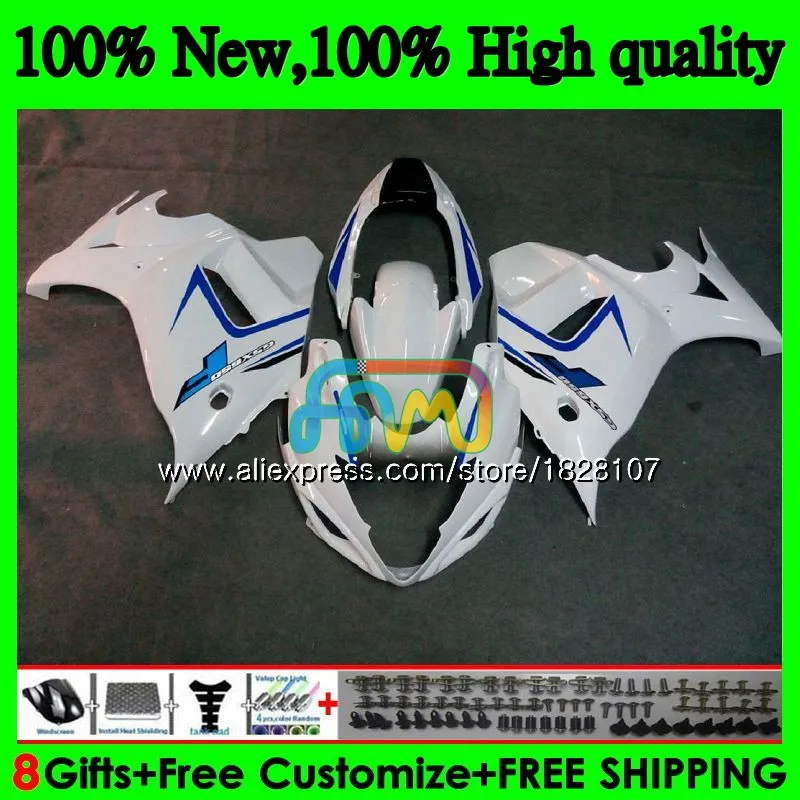 650 комплект для SUZUKI GSXF 650 GSX650F 08 09, 10, 11, 12, 13, 14, сине-белые 45BS. 14 GSXF650 2008 2009 2010 2011 2012 2013 обтекатель