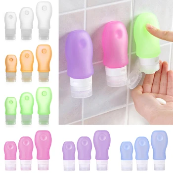 

Refillable Bottles Travel Containers Portable Soft Silicone Containers Travel Bottles Squeezable With Suction Cup 37ml 60ml 89ml