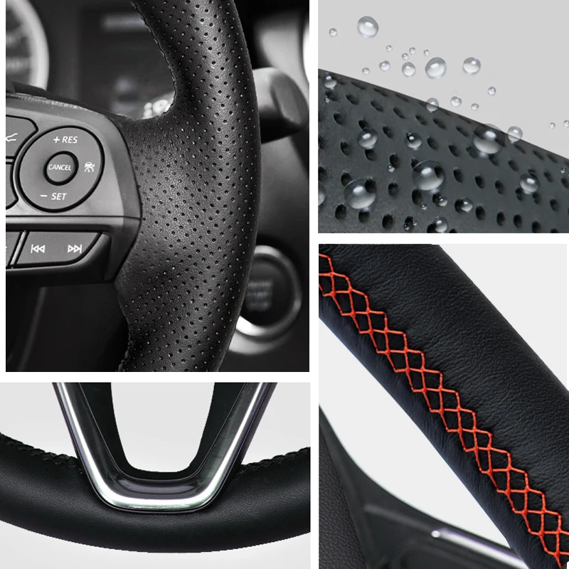 5d Carbon Fiber &black Hole Leather Red Strip Hand Sew Wrap Steering Wheel  Cover For Bmw E46 E39 330i 540i 525i 530i 330ci M3 - Steering Covers -  AliExpress