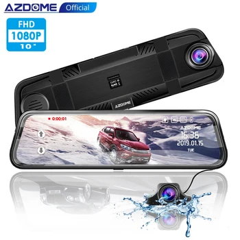 

AZDOME Car DVR PG02 10" Mirror Dash Cam Streaming Media Full-Screen Touching ADAS Dual Lens Night Vision 1080P Front 720P Backup