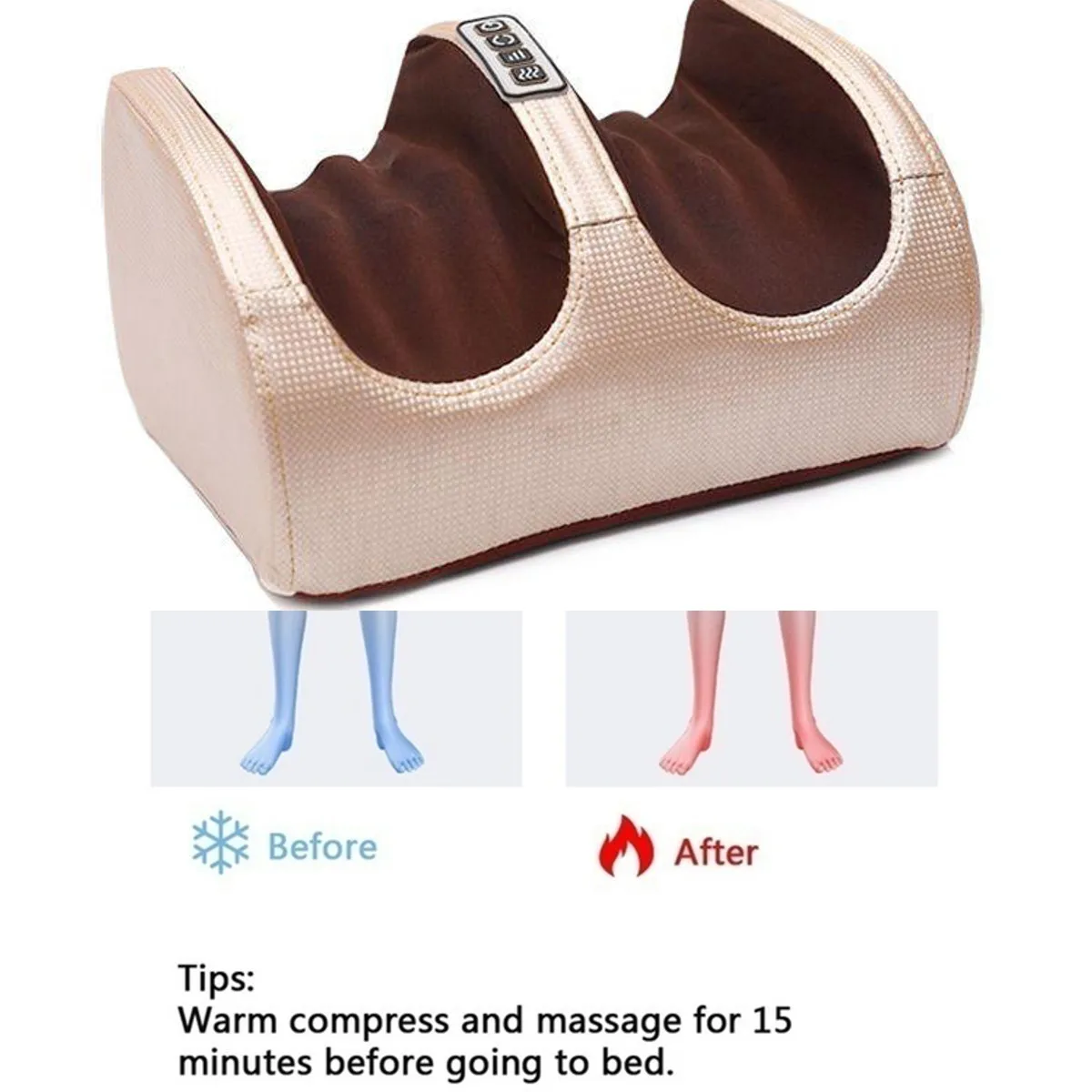  220V Electric Heating Foot Body Massager Relaxation Kneading Roller Vibrator Machine Reflexology Ca