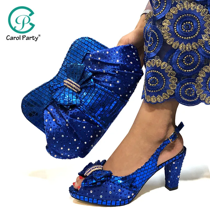 royal blue handbag and shoes