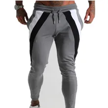 Мужские высококачественные штаны для фитнеса, повседневные эластичные штаны, одежда для бодибилдинга, повседневные Модные сшивные спортивные штаны, штаны для бега