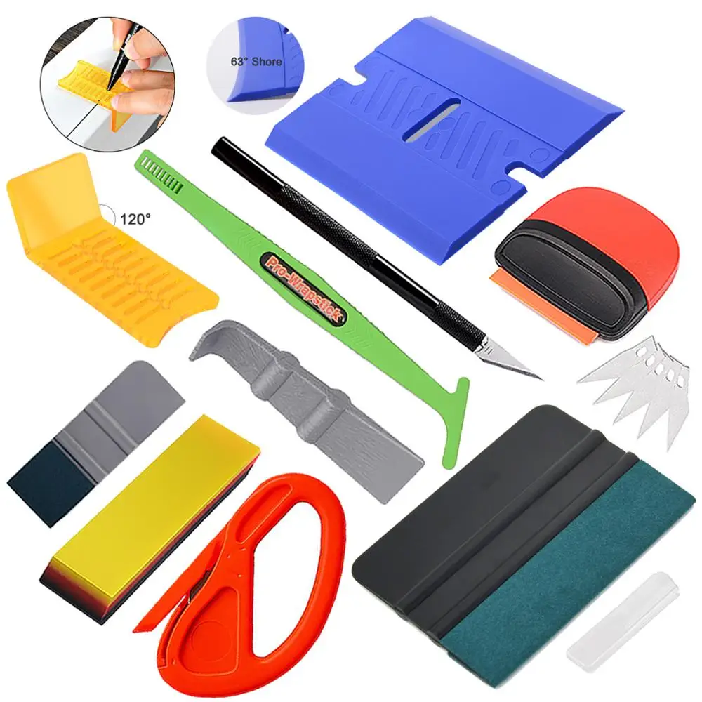 

EHDIS Vinyl Applicator Tools Kit Water Quick Wrapping Rubber Squeegee Scraper Window Tint Sticker Decal Cutting Knife Car Tool