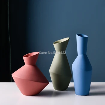 

Nordic Geometric Irregular Vase Art Flower Home TV Cabinet Model Decoration Floreros De Decoracion