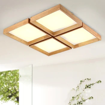 

Square Simple Touch Nordic Chinese Japanese Style LED Wooden Acrylic Ceiling Light For foyer Study Bedroom Balcony Hallway