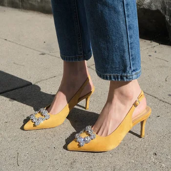 

2020 Women Pointed Toe Pumps Woman Slingbacks Thin Heels Elegant Ladies Slip-on Fashion Shoes Women's Female Footwear