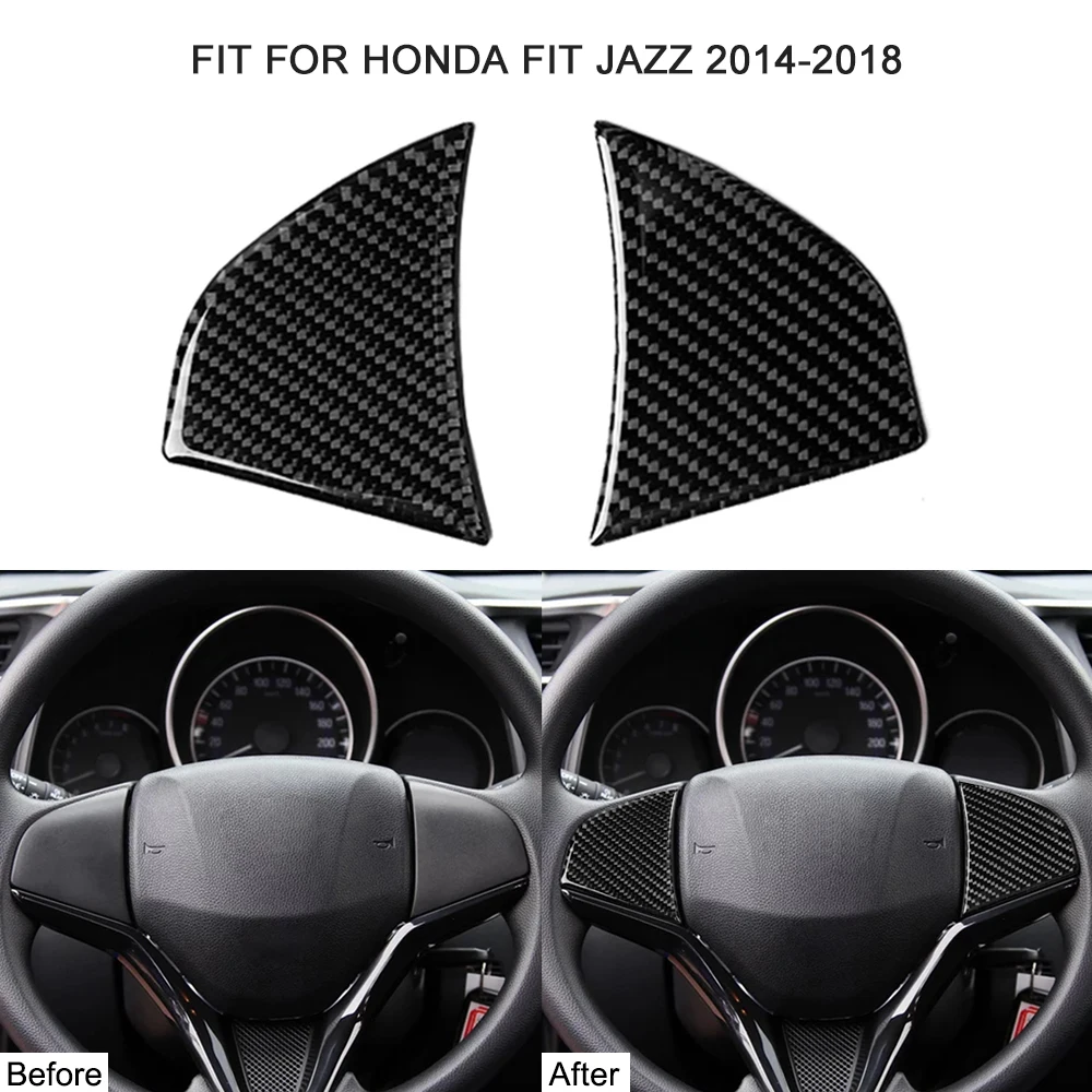 

2pcs Carbon Fiber Steering Wheel Sticker Vehicle Bearing Circle Trim Fit for Honda Fit/Jazz Durable Carbon Fiber Auto Accessory