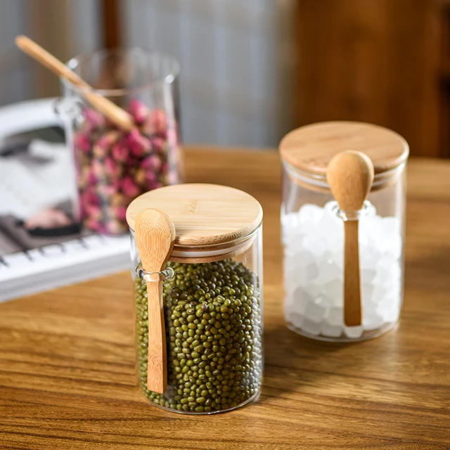 Glass Spice Jars With Bamboo Lid Spice Seasoning - Temu