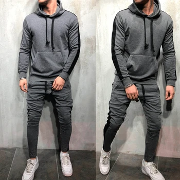 

Two Pieces Solid color Men's Sportswear Suit Sweatshirt Male Hoody Tracksuit man Sweatsuit Outfit Men clothes