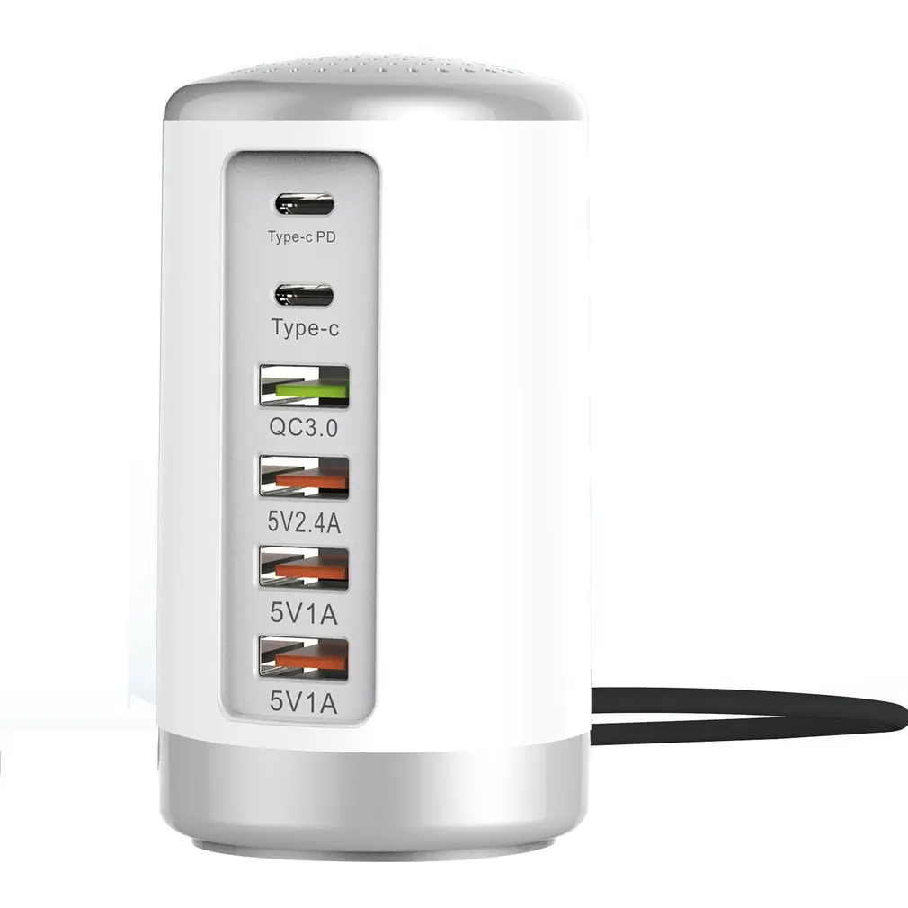6 портов USB зарядное устройство концентратор мульти док-станция для зарядки с USB PD+ QC3.0 зарядное устройство Универсальный мобильный телефон Настольный настенный дом США/ЕС/Великобритания штекер