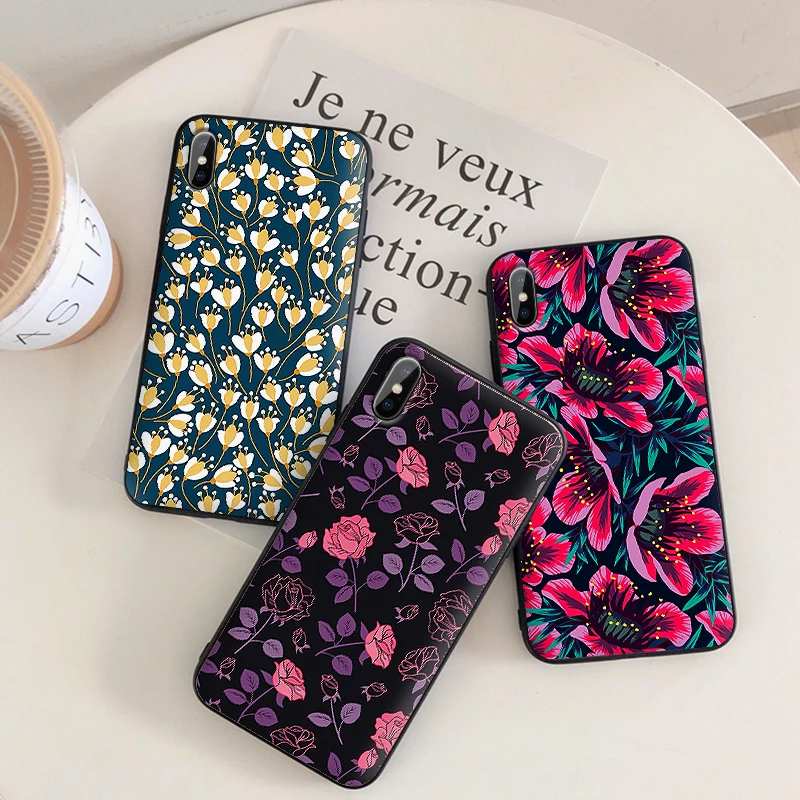 Ретро чехол для телефона с цветочным рисунком iphone XR X XS Max 6 6S 7 8 Plus 11 11Pro rose flower dairy