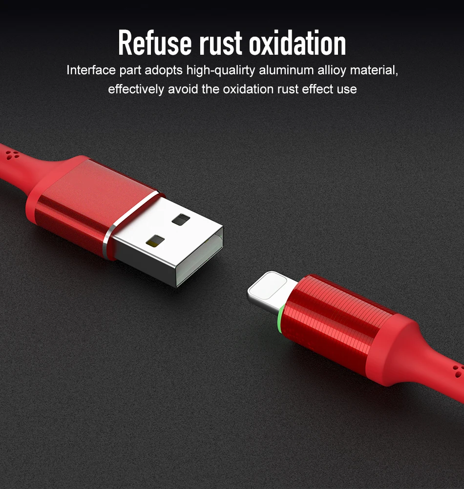 1,2 м светодиодный usb кабель для iphone 8 X XS Max 8 7 6s быстрое зарядное устройство 2.1A зарядный кабель для iphone кабель передачи данных Металл