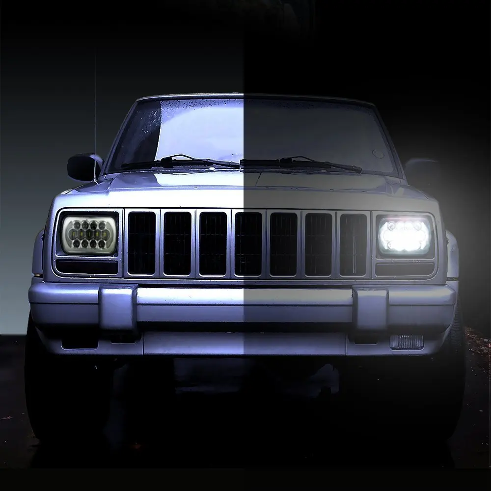 Передняя фара 7x6 5x7 дюймов 105 Вт DRL для 1984-2001 Jeep Cherokee XJ квад...