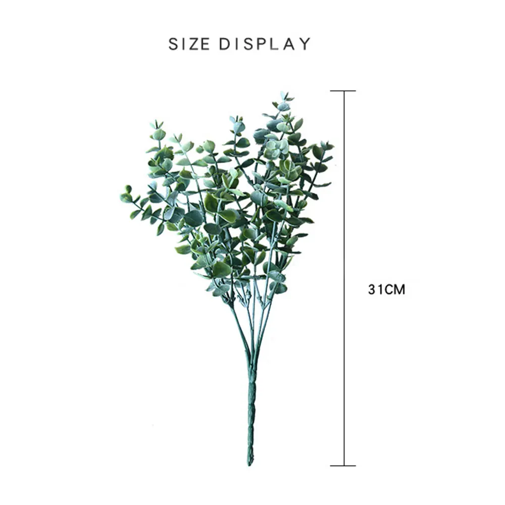 Nordic Artificial Plant Eucalyptus Green Leaf Plant Artificial Leaves With Grass Home Decoration Wedding Plant Wall Fake Flower