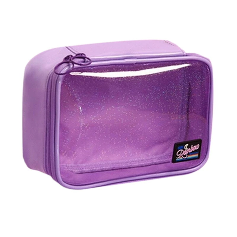  ABZC-Transparent Moon Rainbow Cosmetic Case Pvc Storage Bag Waterproof Girls Large Capacity Make Up