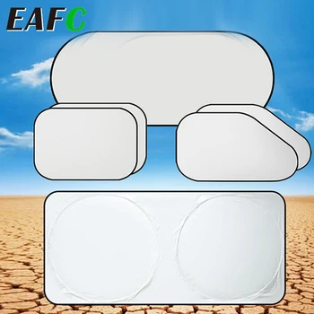 

6Pcs Folding Silver Reflective Car Windshield Window Sun Shade Visor Shield Cover Suction Cup Car Sunshield Sunscreen Curtain