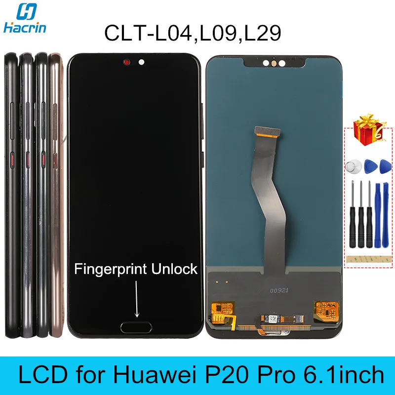 Pantalla LCD para Huawei P20 Pro Home desbloqueo de huellas dactilares pantalla táctil LCD con reemplazo de marco para P 20 Pro CLT-L04,L09,L29 LCD