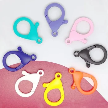 

25mm Colorful Plastic Small Lobster Clasps Key Chain Key Ring Lamp Shape Buckle Snap Hook For DIY Jewelry Making Findings