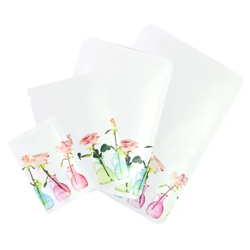 

Facial Mask Packag Bags Open Top Gift Pouches Aluminum Foil Mylar Storage Bags New Design Plastic Bags With Flower Vase Printing