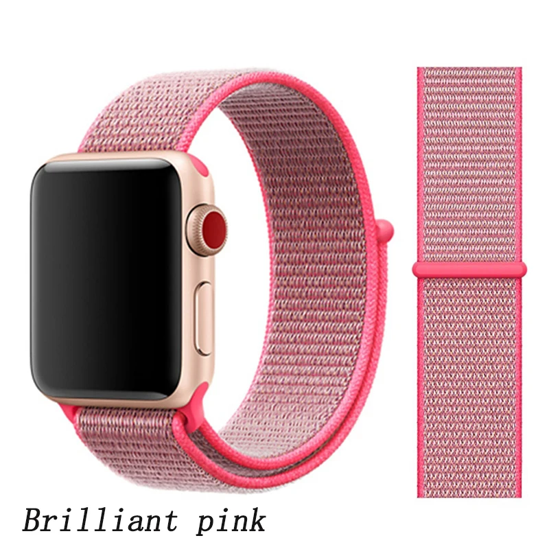 Ремешок для apple watch 5 4 ремешок 44 мм 40 мм Correa 42 мм 38 мм iwatch 5 4 3 2 нейлоновый браслет pulseira ремешок для часов - Цвет ремешка: Brilliant pink