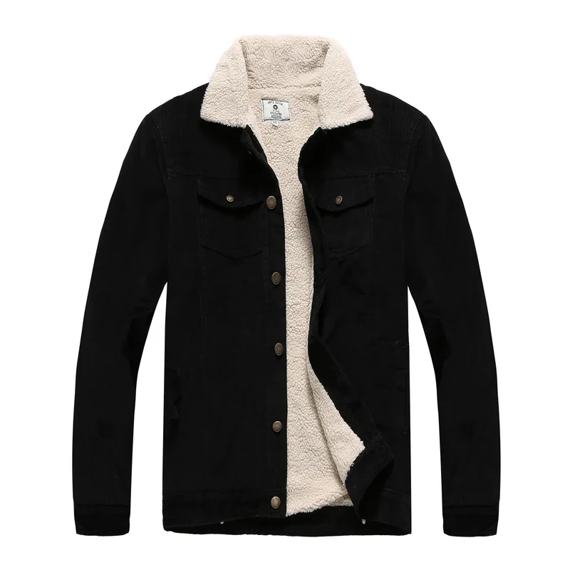Мужские утепленные вельветовые куртки, внутренняя кашемировая мужская верхняя одежда, хип-хоп пальто, мужские подростковые повседневные куртки и пальто, GCM016 - Цвет: Black  Jackets