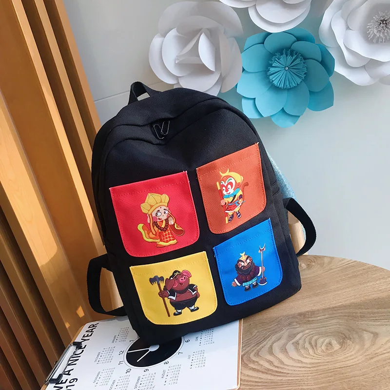 

bags for women Backpack Canvas High School Student Bag Hipster Cool Backpack Journey to the West Cartoon Backpack